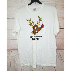 Gildan Heavy Cotton Not The Brightest Bulb Are Ya Rudolph Reindeer White T-Shirt